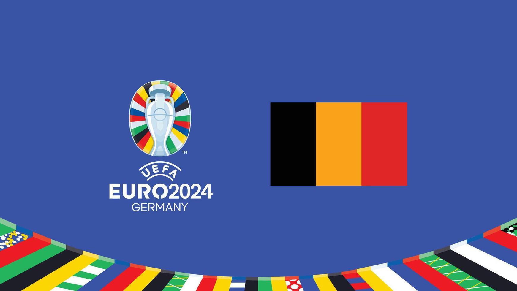 euro 2024 Bélgica bandera emblema equipos diseño con oficial símbolo logo resumen países europeo fútbol americano ilustración vector