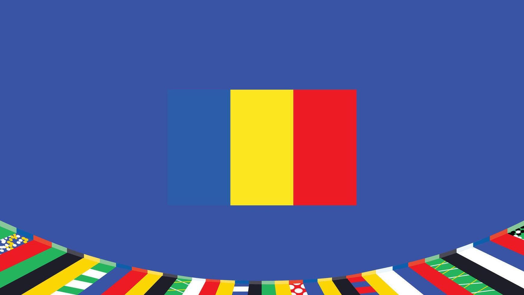 Romania Flag Symbol European Nations 2024 Teams Countries European Germany Football Logo Design Illustration vector