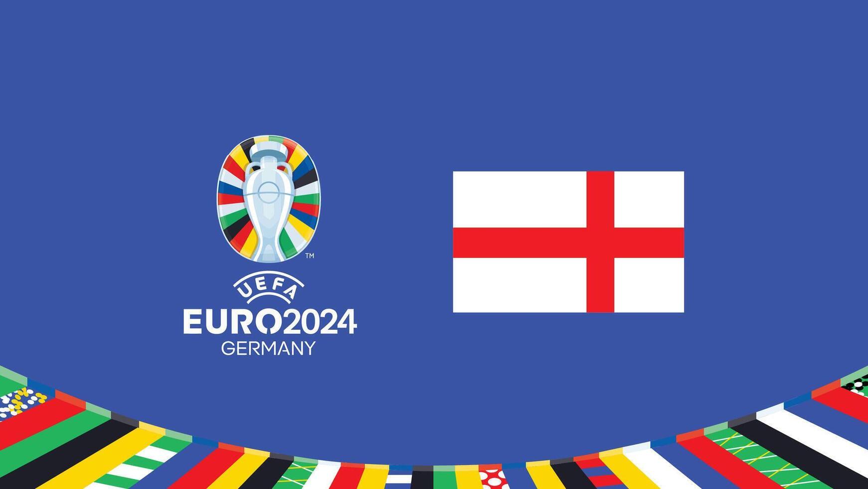 euro 2024 Inglaterra emblema bandera equipos diseño con oficial símbolo logo resumen países europeo fútbol americano ilustración vector