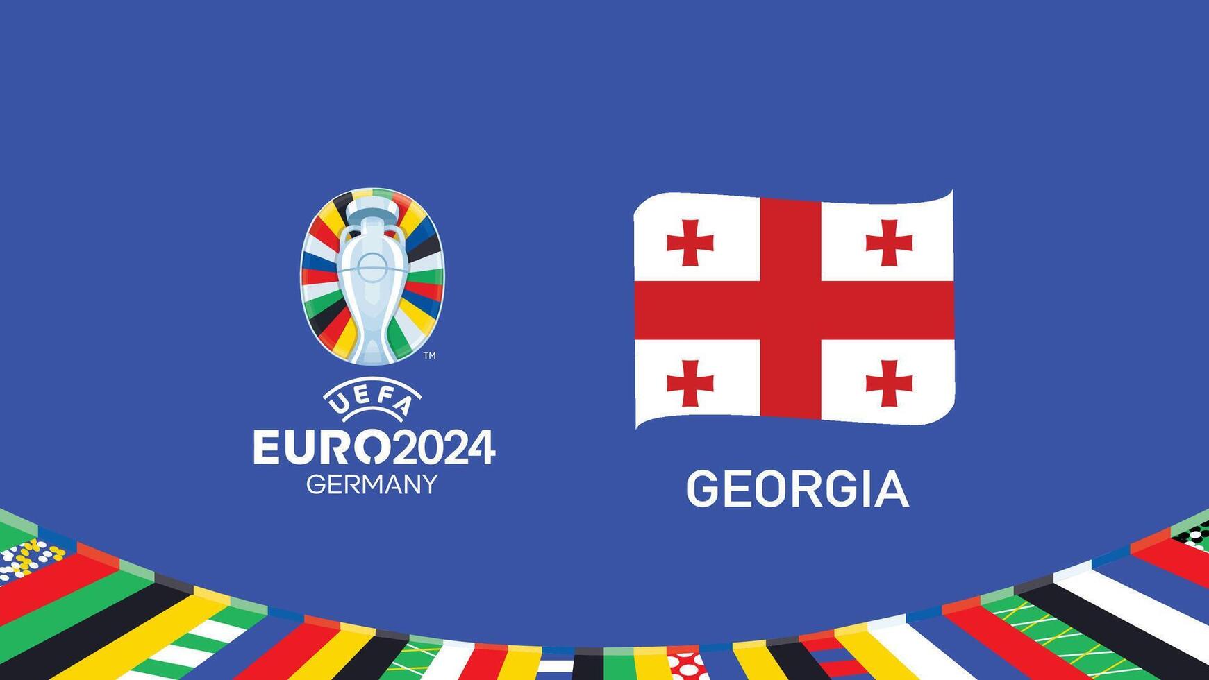 Euro 2024 Georgia Flag Ribbon Teams Design With Official Symbol Logo Abstract Countries European Football Illustration vector