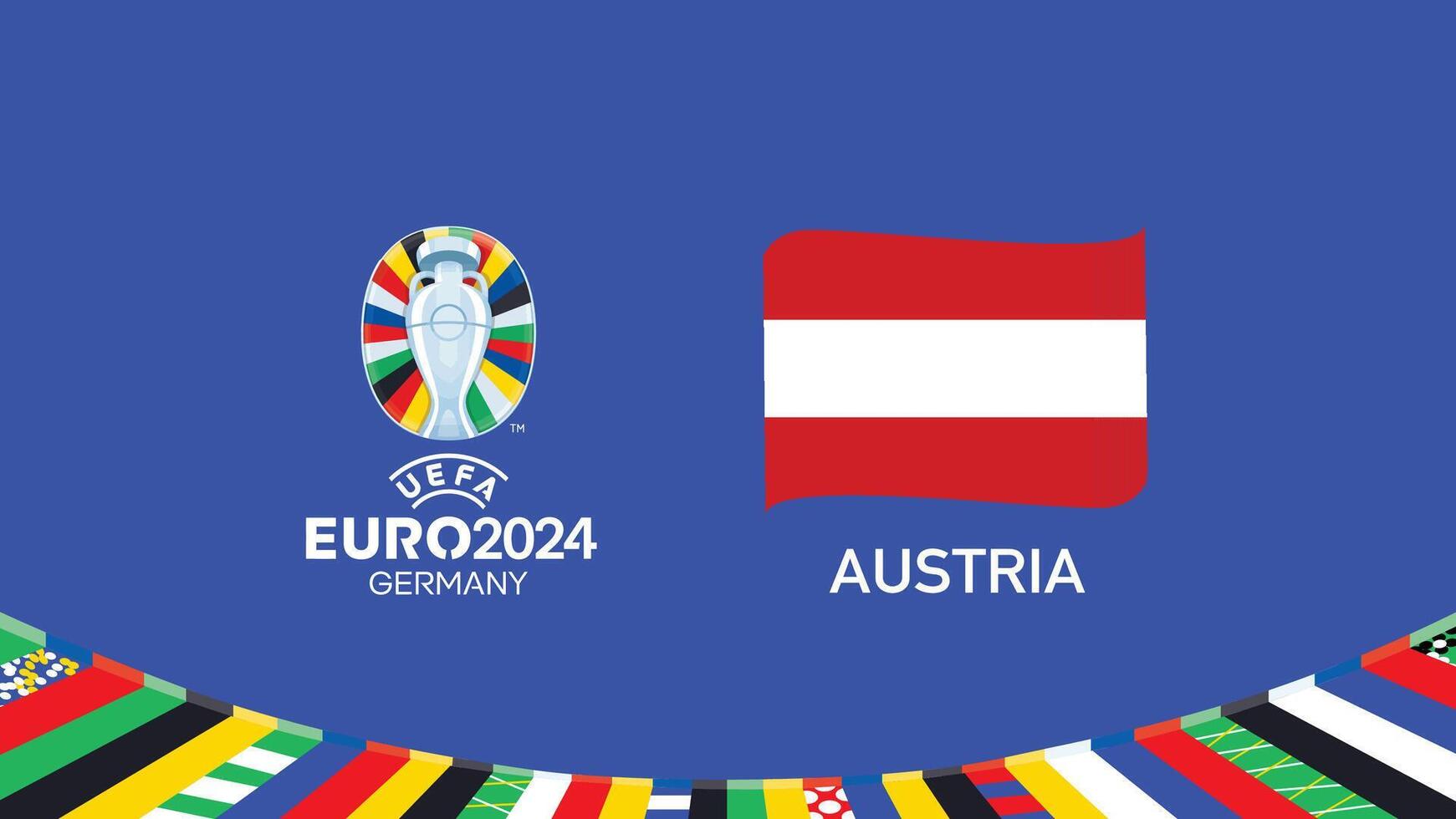 euro 2024 Austria emblema cinta equipos diseño con oficial símbolo logo resumen países europeo fútbol americano ilustración vector