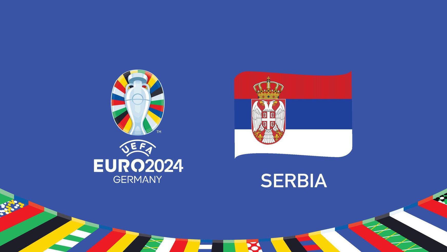 euro 2024 serbia bandera cinta equipos diseño con oficial símbolo logo resumen países europeo fútbol americano ilustración vector