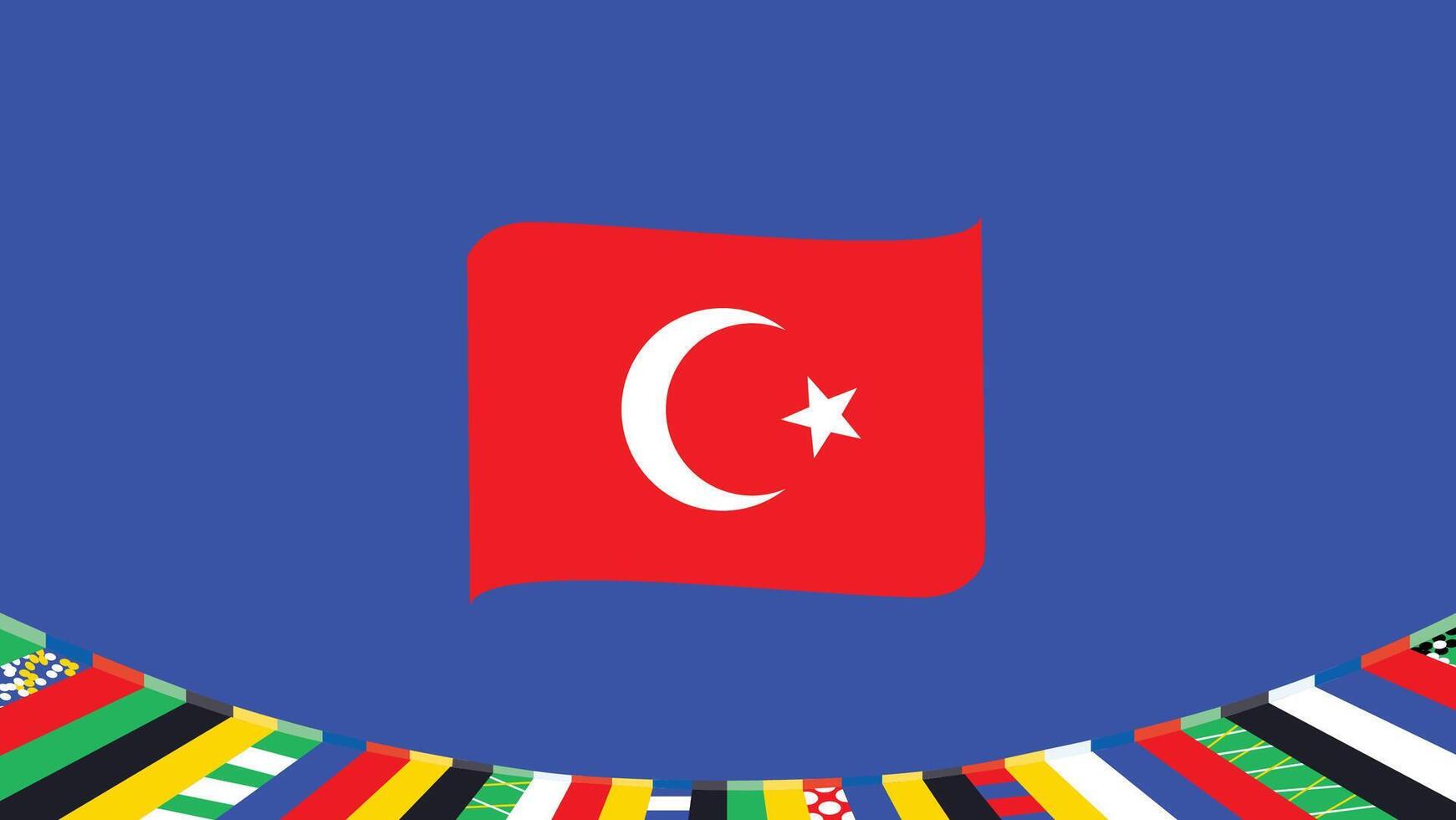 Turkiye Flag Ribbon European Nations 2024 Teams Countries European Germany Football Symbol Logo Design Illustration vector