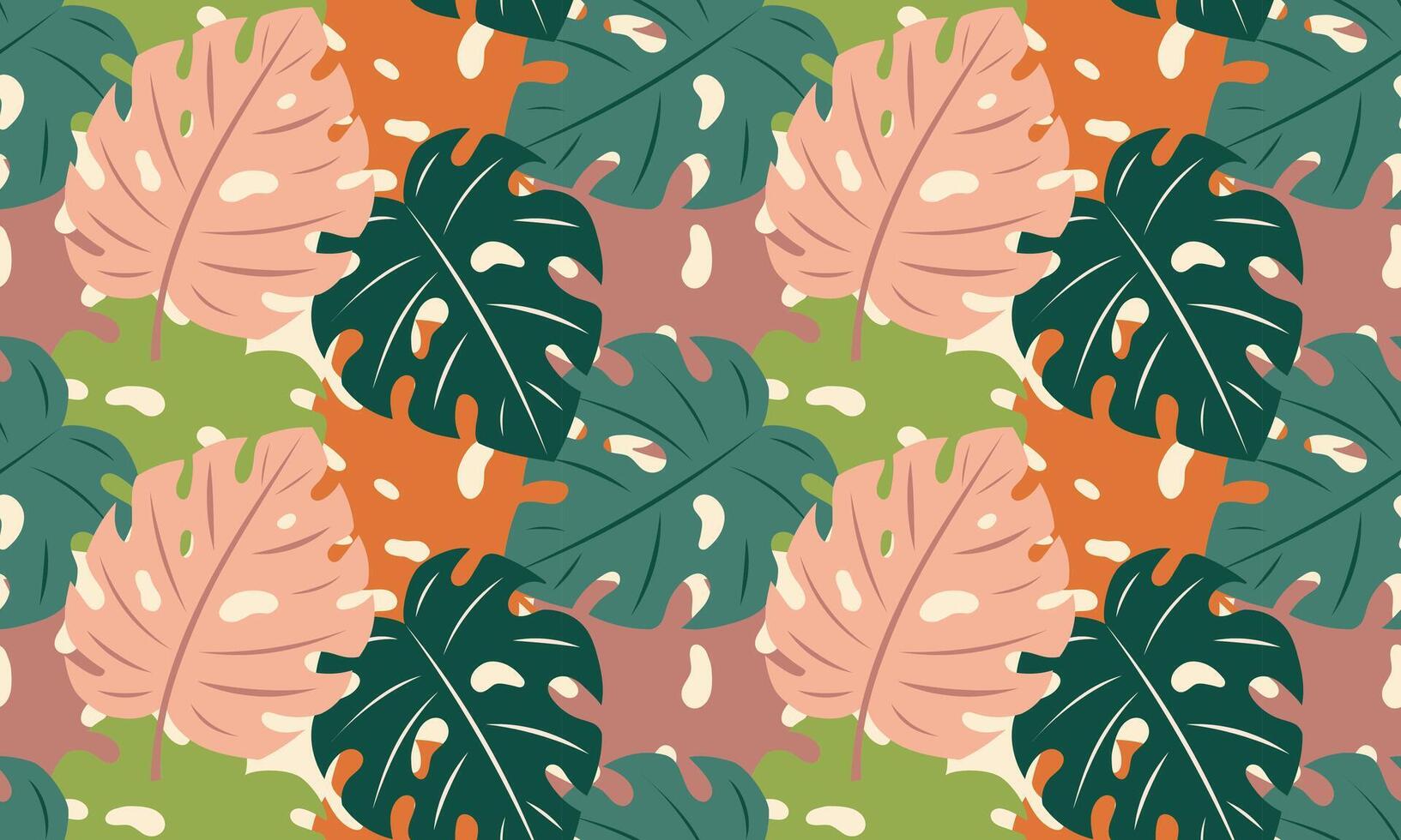 Seamless pattern with Monstera leaves. Abstract Tropical foliage background. Modern exotic jungle plants. Flat illustration vector