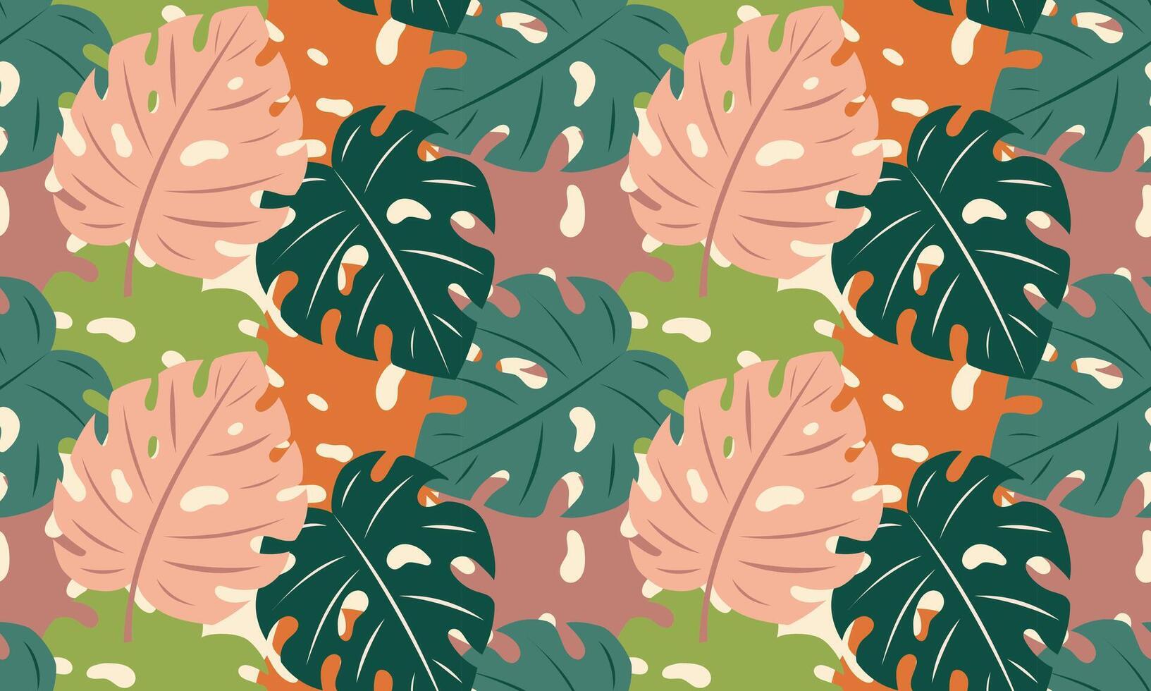 sin costura modelo con monstera hojas. resumen tropical follaje antecedentes. moderno exótico selva plantas. plano ilustración vector