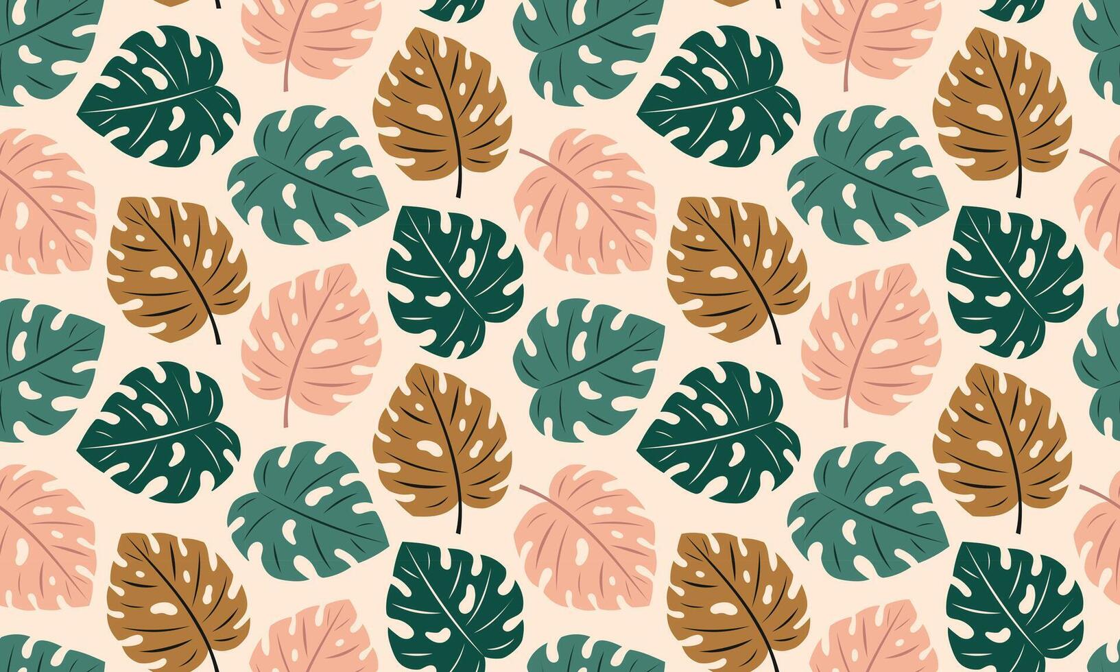 Seamless pattern with Monstera leaves. Abstract Tropical foliage background. Modern exotic jungle plants. Flat illustration for paper, cover, fabric, interior decoration and other users vector