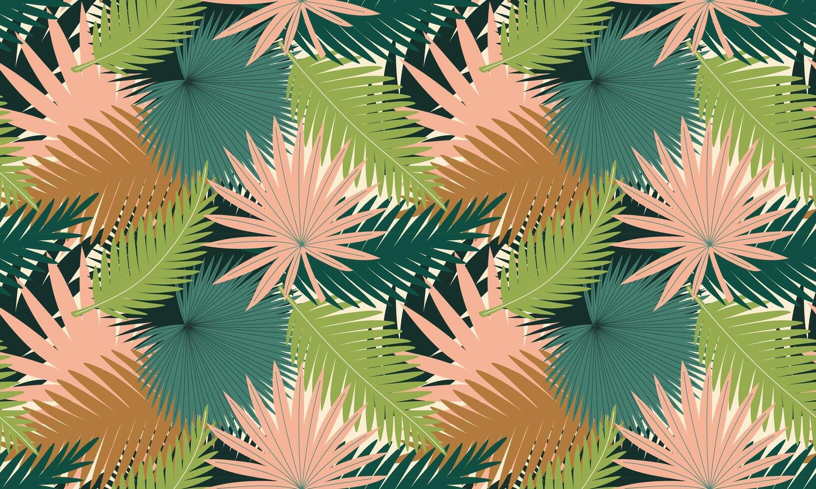 Seamless pattern with palm leaves. Abstract Tropical foliage background. Modern exotic jungle plants. Flat illustration for paper, cover, fabric, interior decoration vector