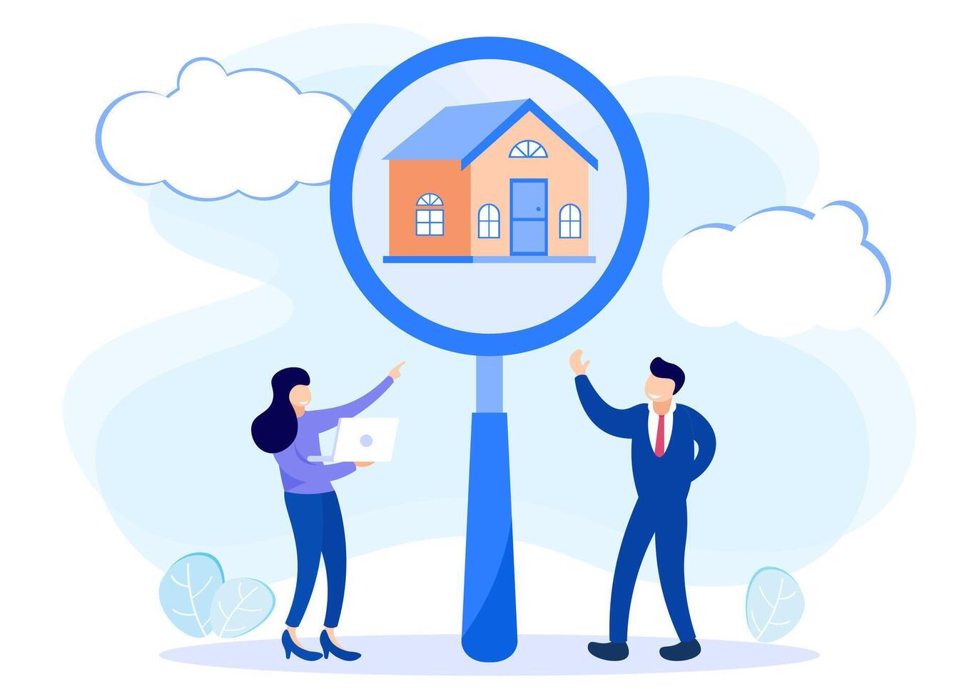 Illustration graphic cartoon character of house searching vector