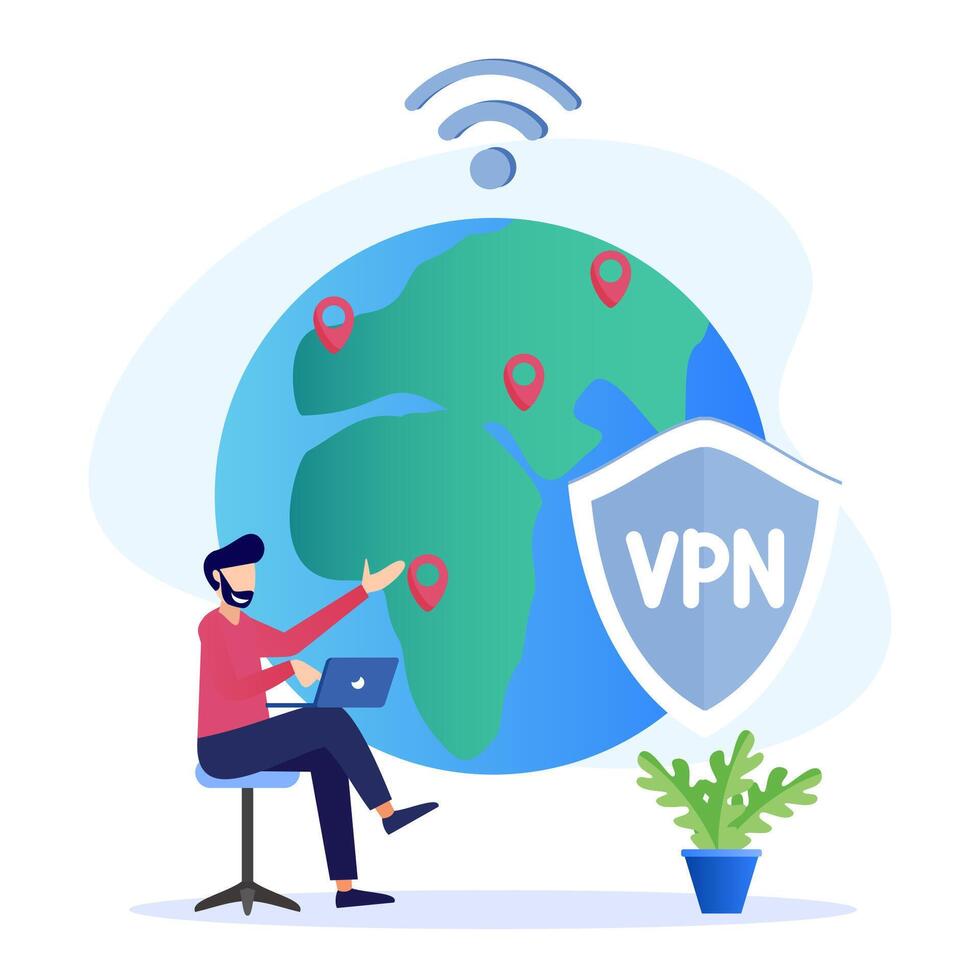 Illustration graphic cartoon character of vpn vector