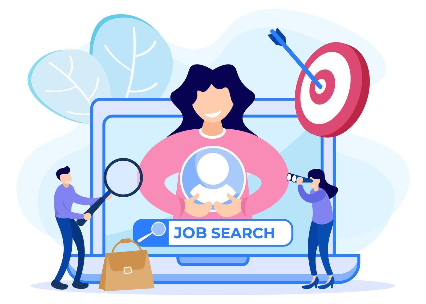 Illustration graphic cartoon character of job search vector