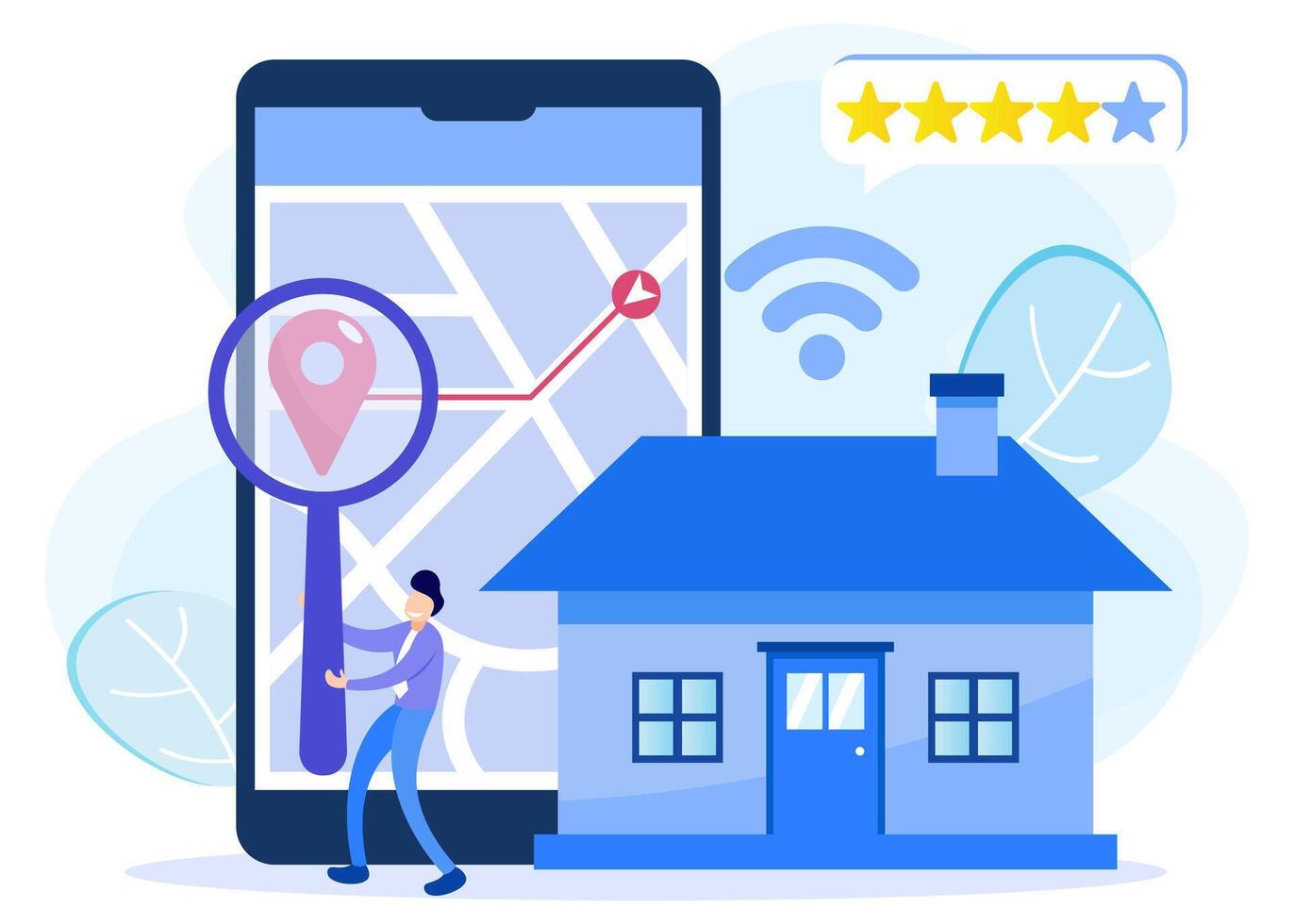 Illustration graphic cartoon character of house searching vector