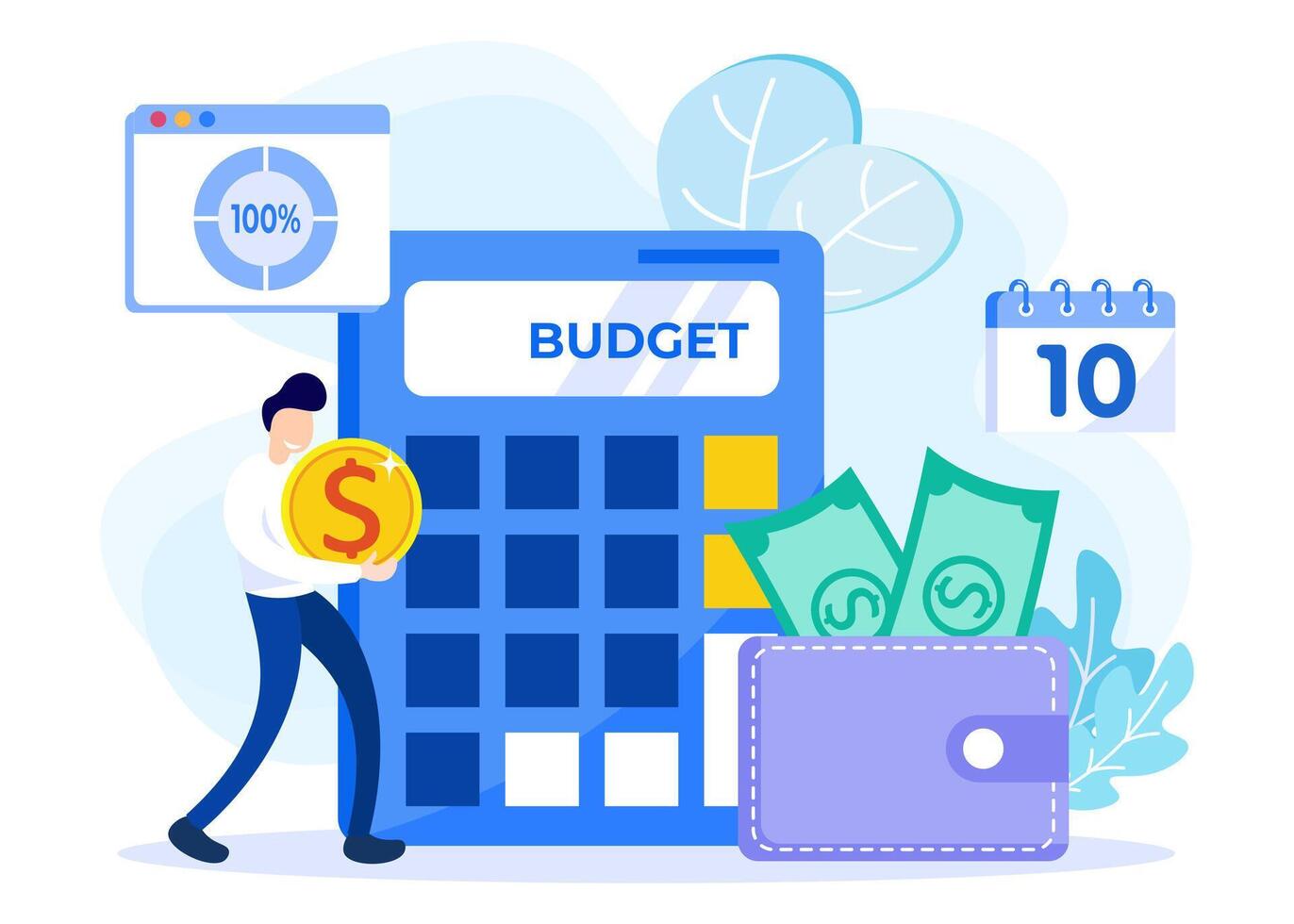 Illustration graphic cartoon character of budget vector