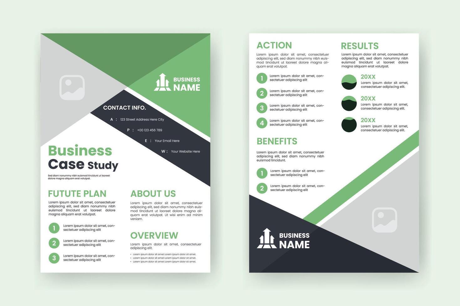 Case Study Layout Flyer. Minimalist Business Report with Simple Design. vector