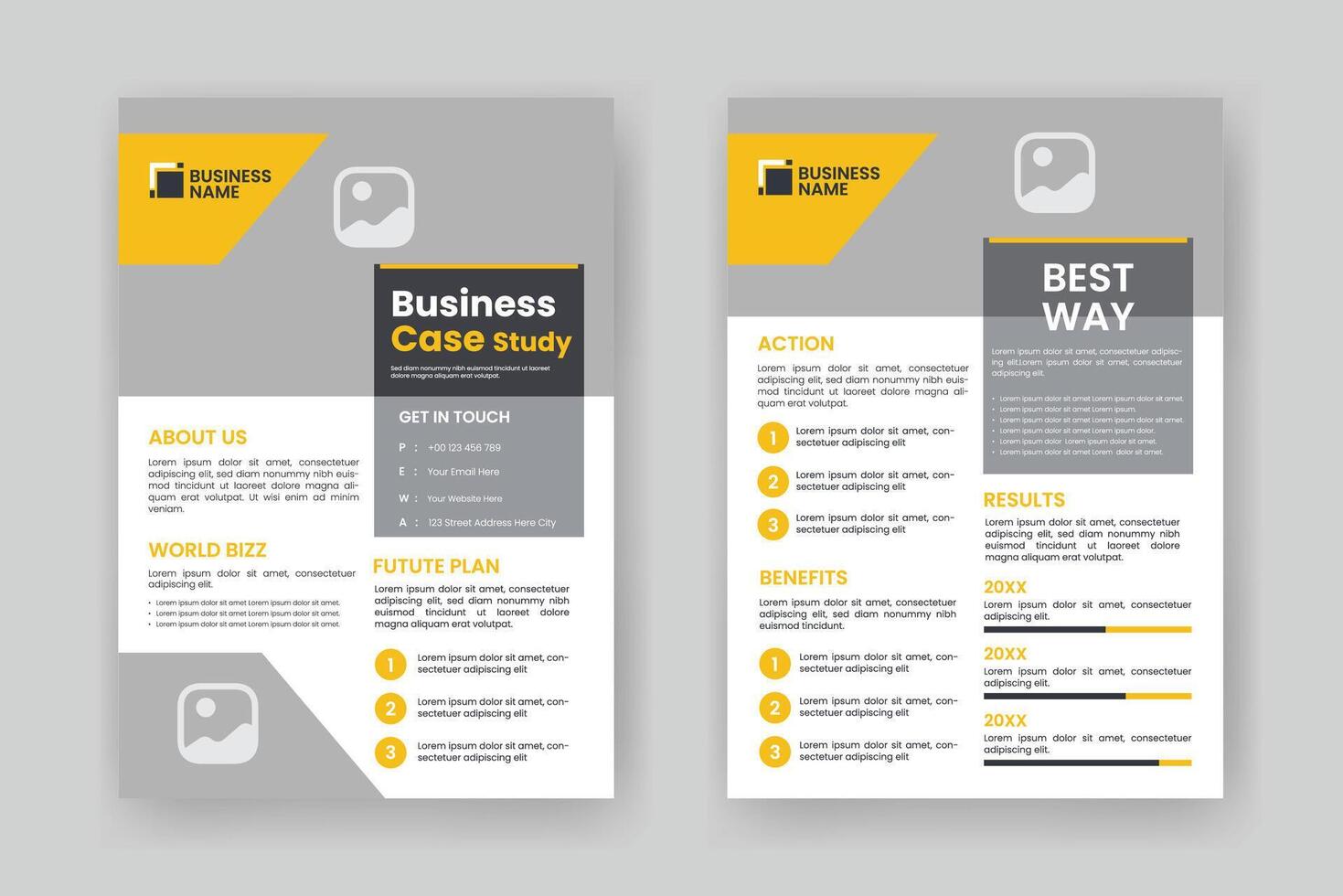 Case Study Layout Flyer. Minimalist Business Report with Simple Design. vector