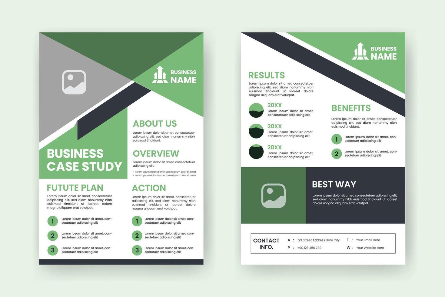 Case Study Layout Flyer. Minimalist Business Report with Simple Design. vector