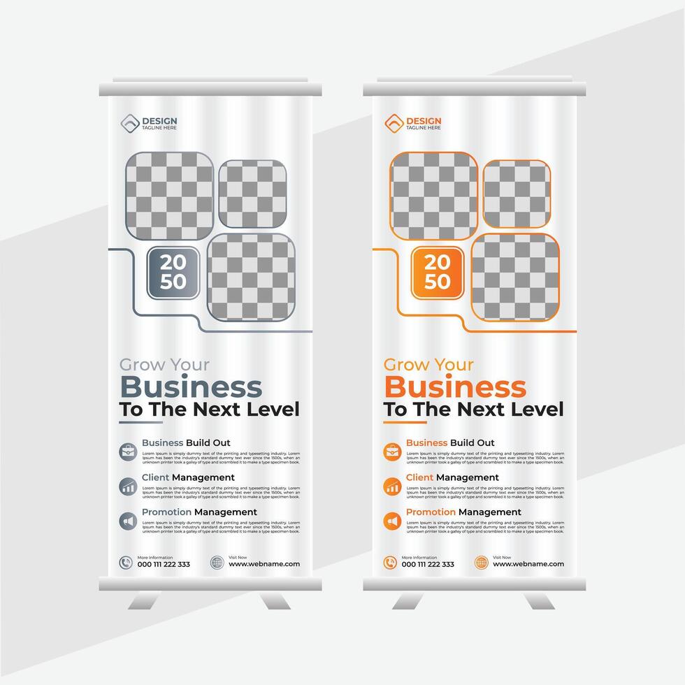 Business Roll-Up Banner, Roll-up banner design template, vertical, abstract background, Creative business agency roll up banner vector