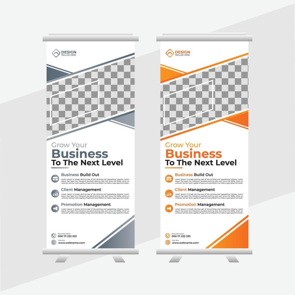 Business Roll-Up Banner, Roll-up banner design template, vertical, abstract background, Creative business agency roll up banner vector