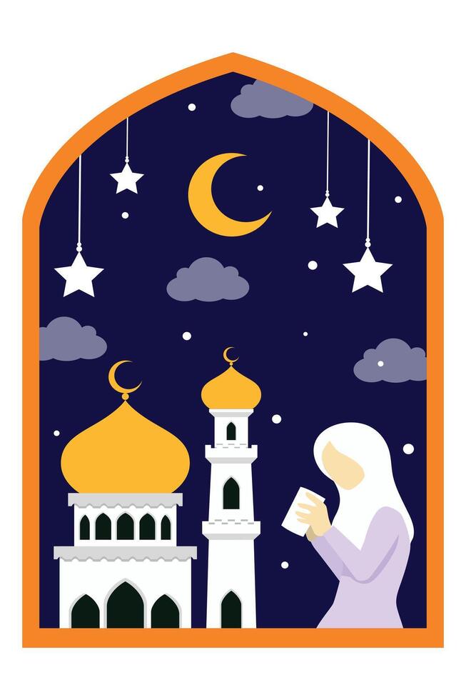 Ramadan Kareem Flat Illustration Design vector