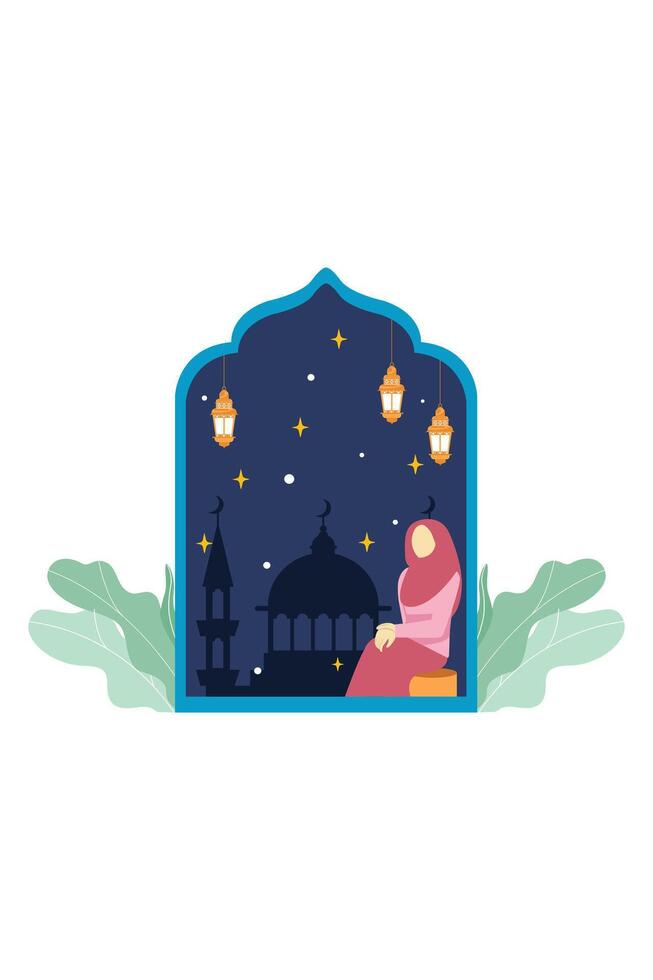 Ramadan Kareem Flat Illustration Design vector