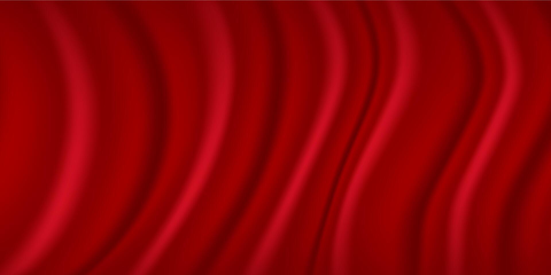 3D illustration of Red drapery silk fabric luxury background. 3d silk texture cloth. vector