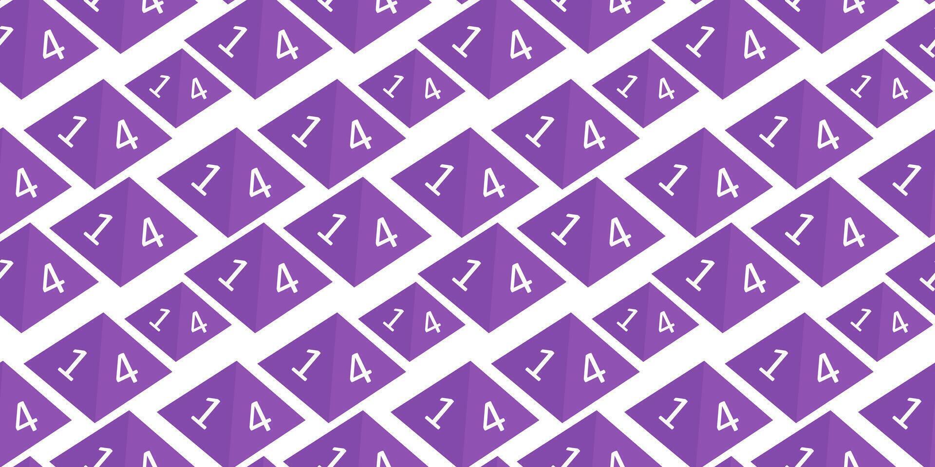 Seamless pattern of purple Polyhedral cubes for fantasy RPG, board games. illustration. vector