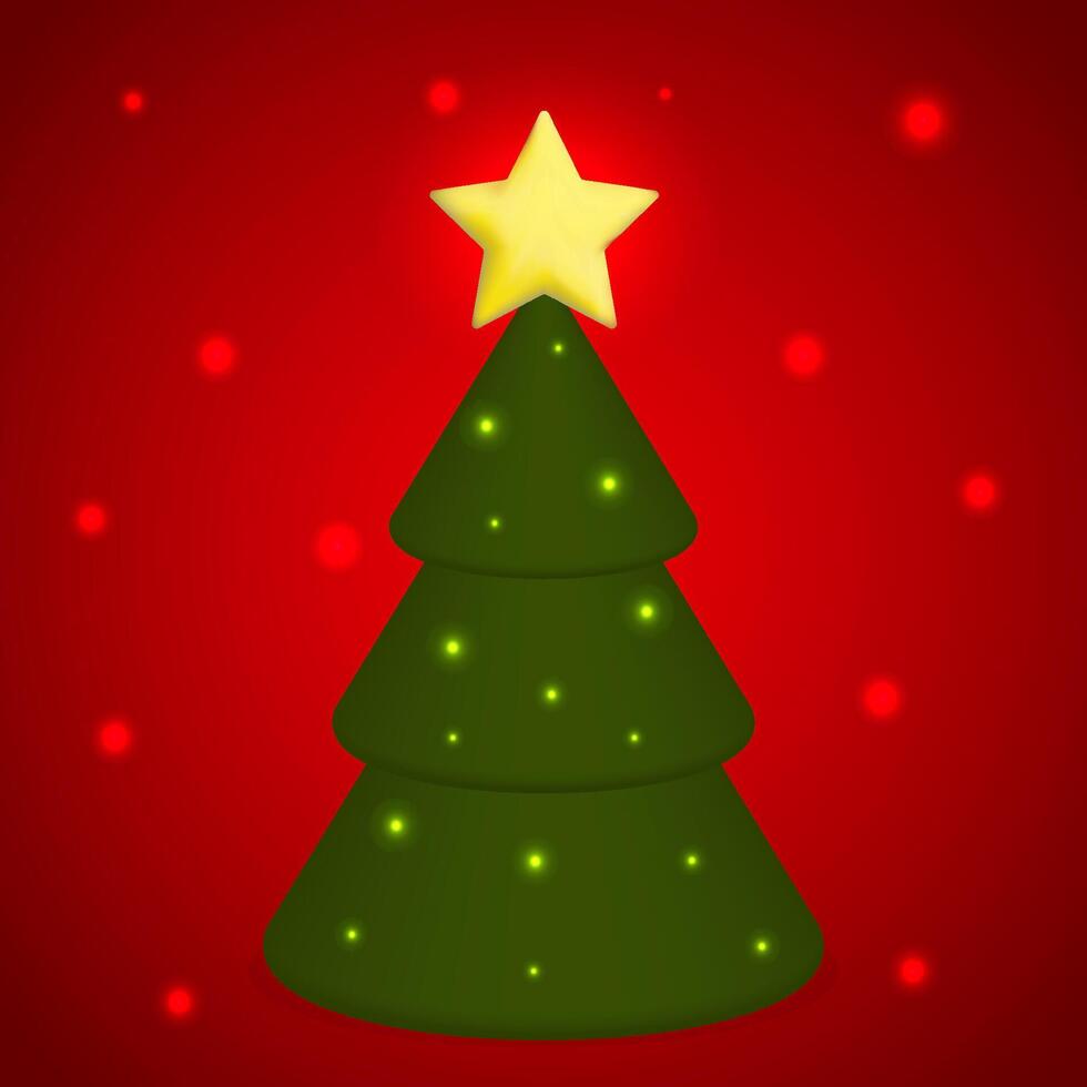 Happy New Year banner with 3d Christmas tree. illustration. red background. christmas. vector