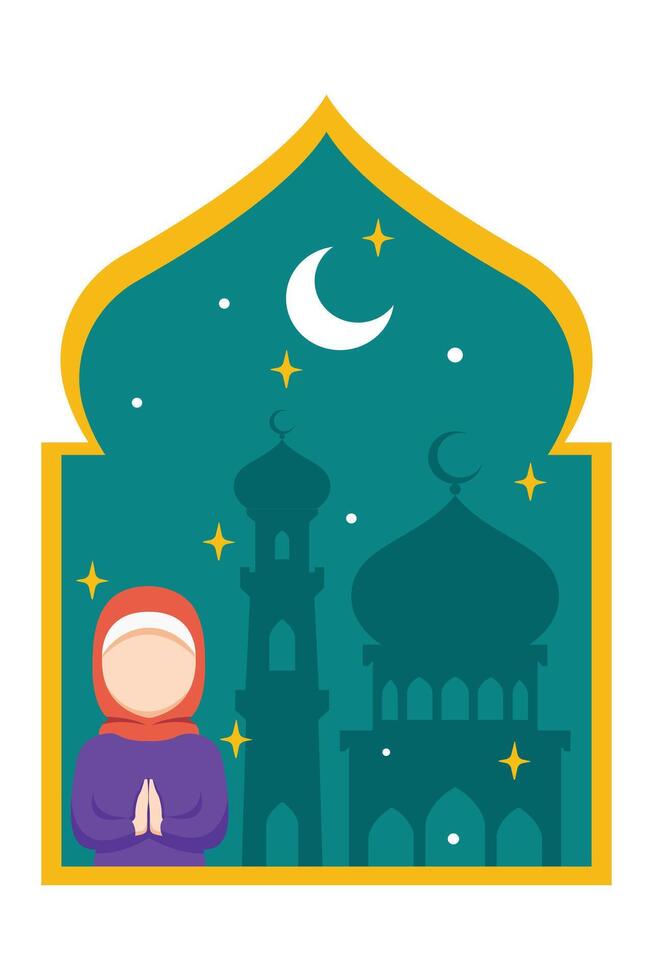 Ramadan Kareem Flat Illustration Design vector