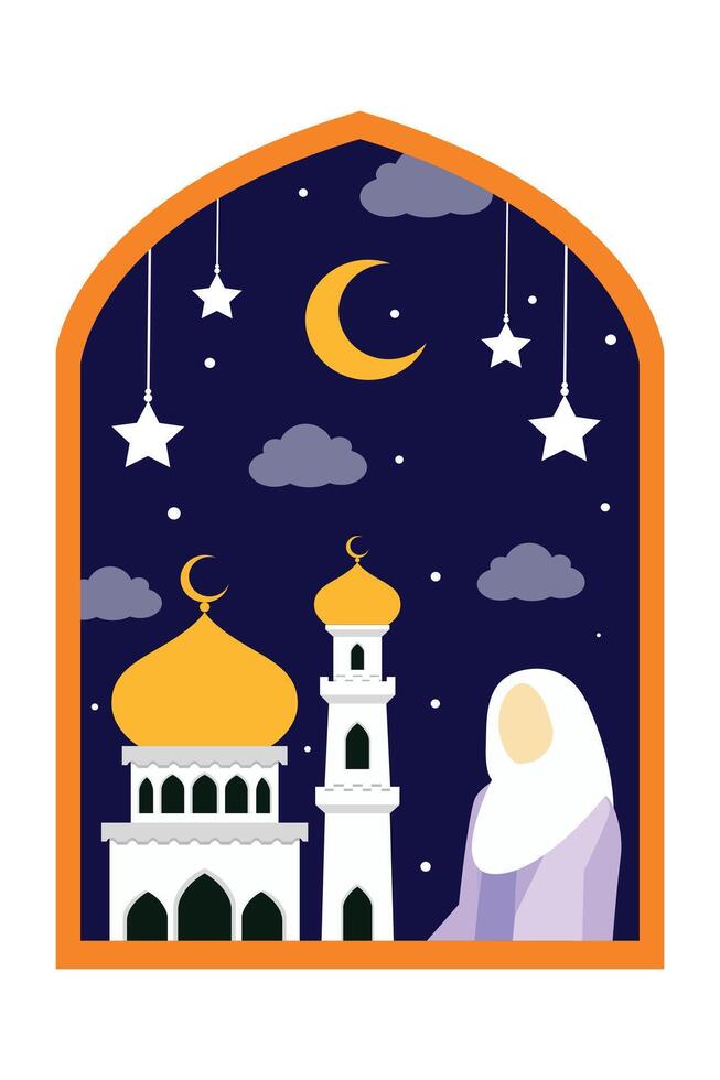 Ramadan Kareem Flat Illustration Design vector