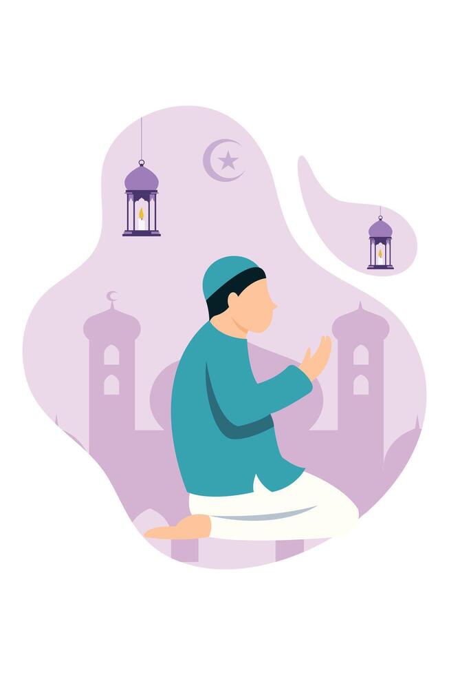 Ramadán kareem plano ilustración diseño vector