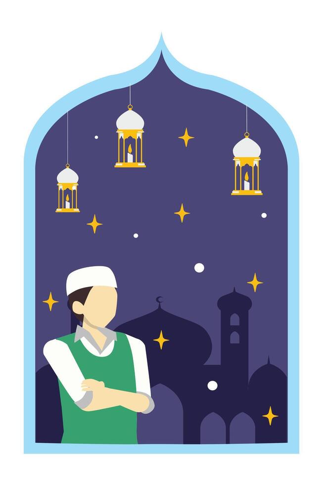 Ramadan Kareem Flat Illustration Design vector