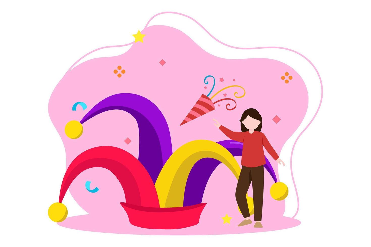 April Fools Flat Illustration Design vector