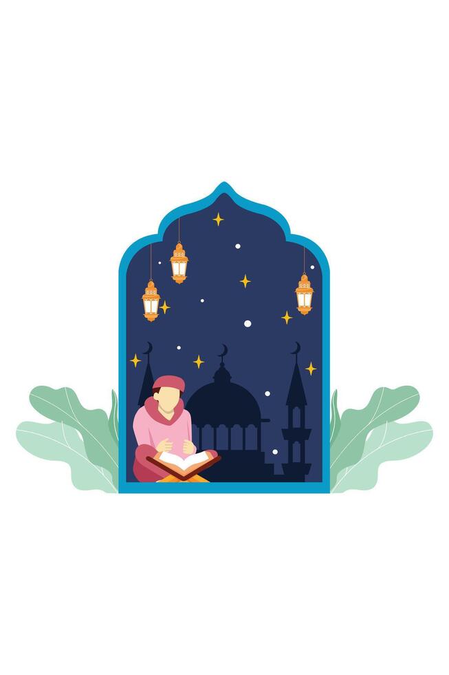 Ramadan Kareem Flat Illustration Design vector