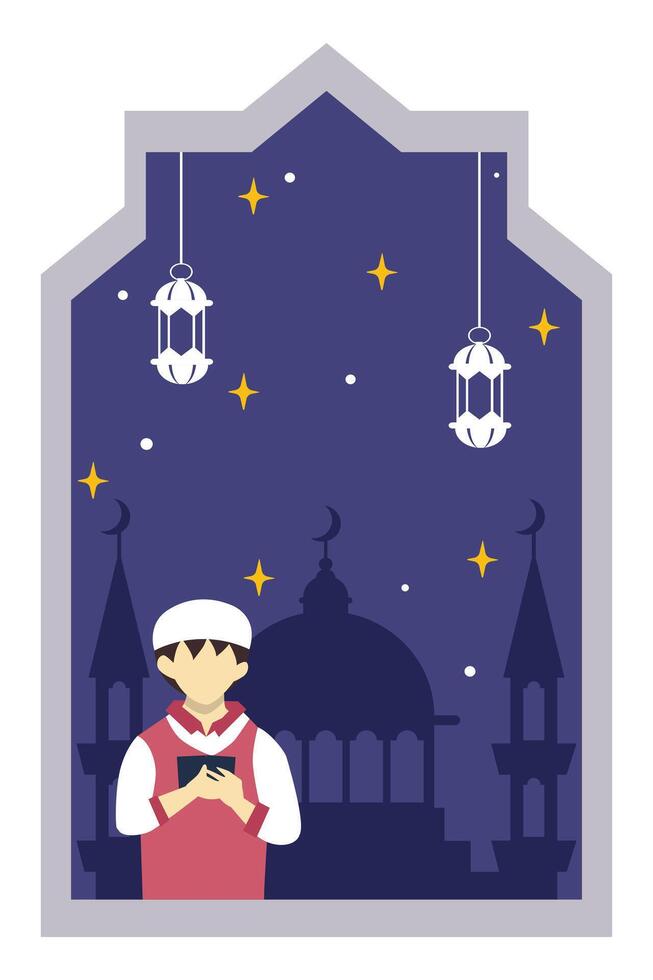 Ramadán kareem plano ilustración diseño vector