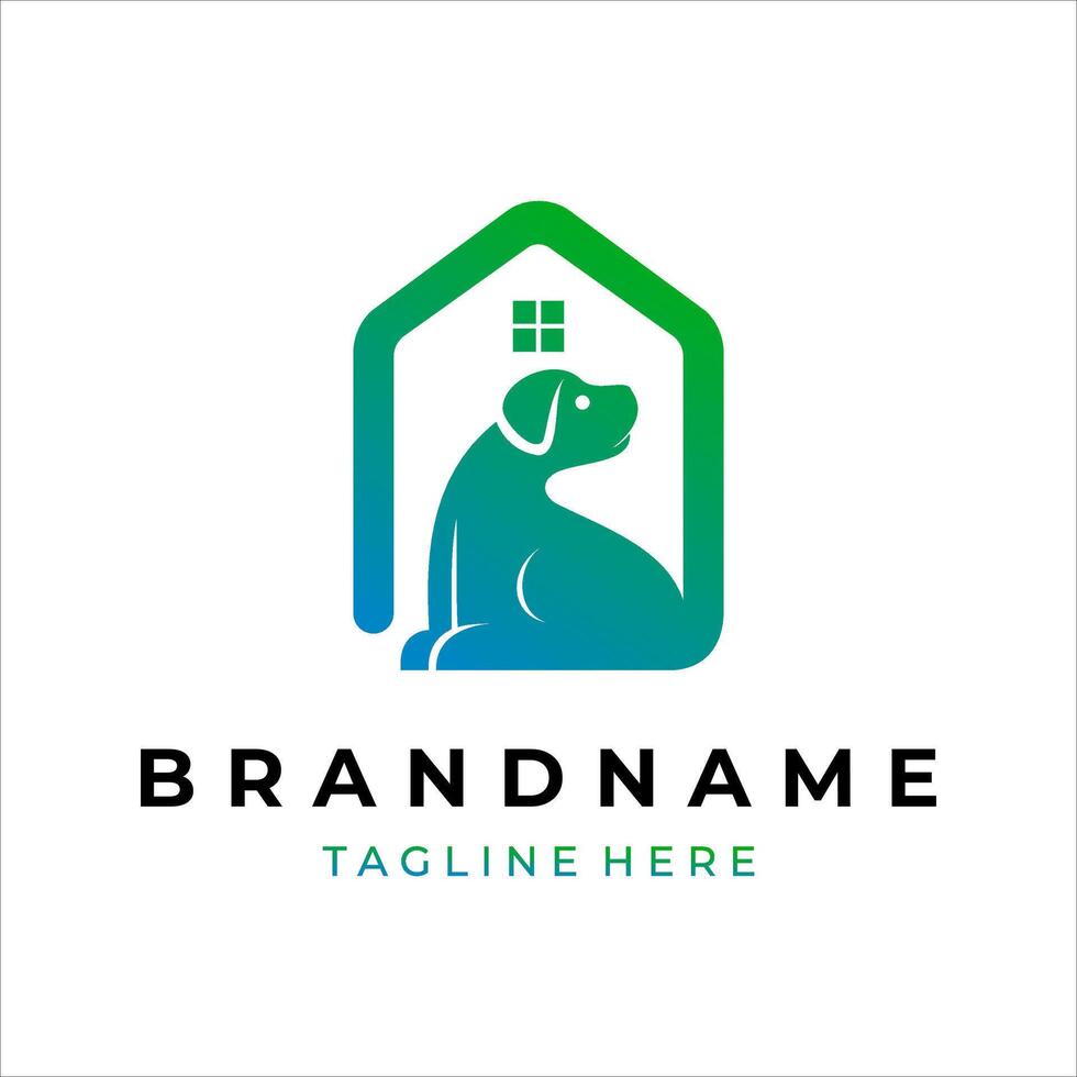 simple dog and house logo vector