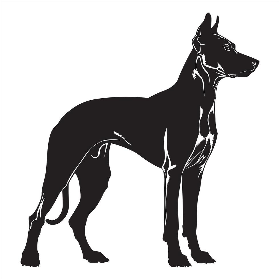 plano ilustración de perro silueta vector