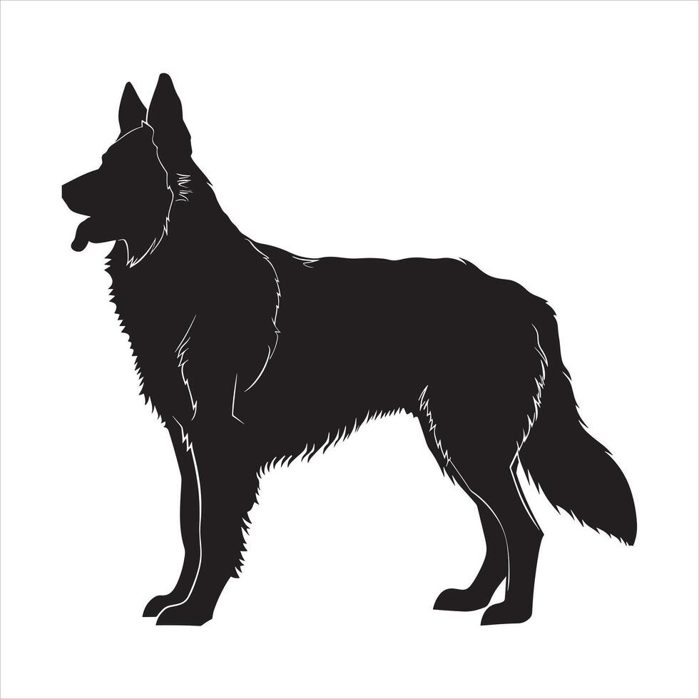 Flat illustration of German Shepherd dog silhouette vector
