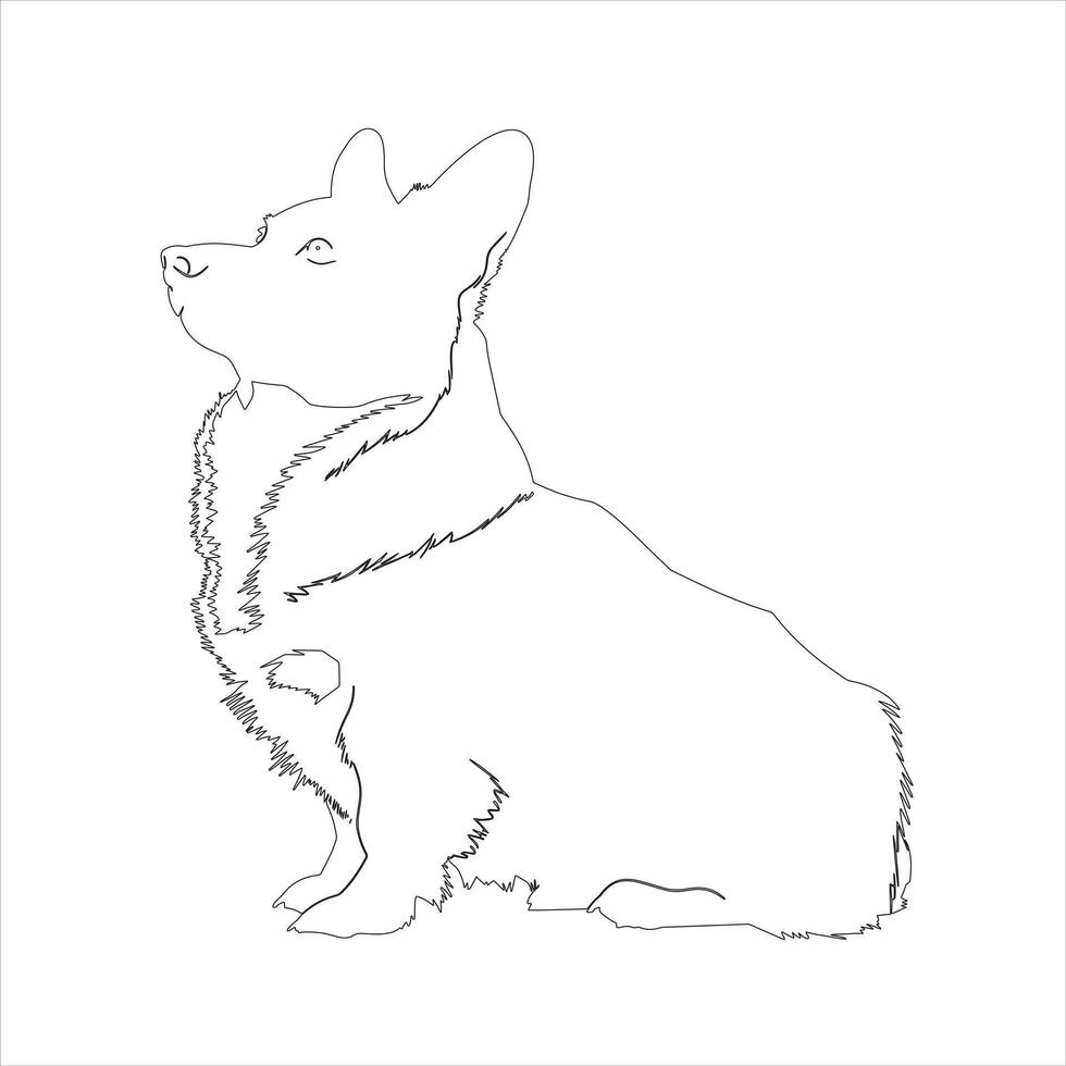 Hand drawn dog outline illustration vector