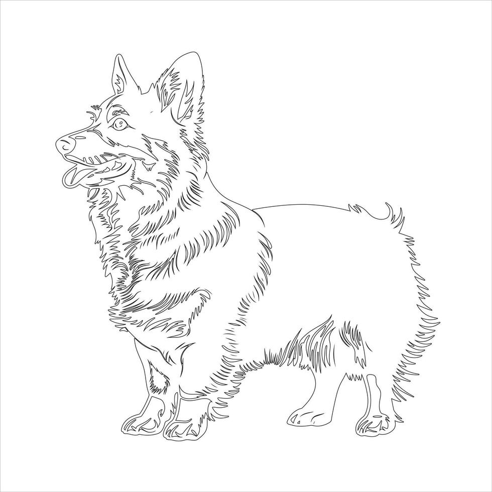 Hand drawn dog outline illustration vector