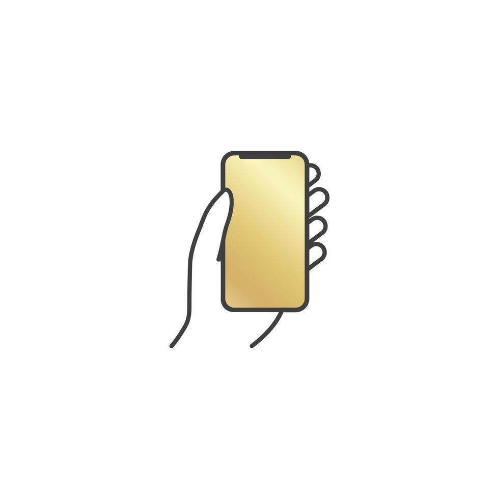 Hand hold the smartphone. Mobile phone finger touch screen, icon flat design vector