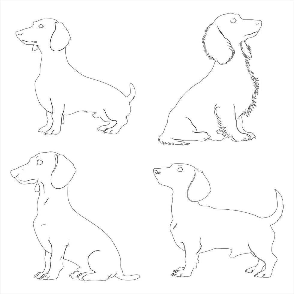 Hand drawn dog outline illustration vector