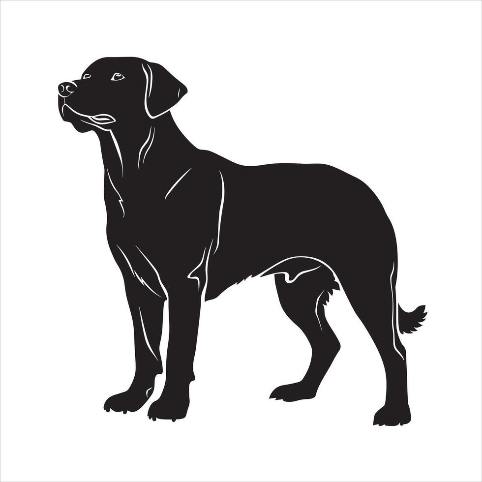 Flat illustration of Labrador Retriever dog silhouette vector