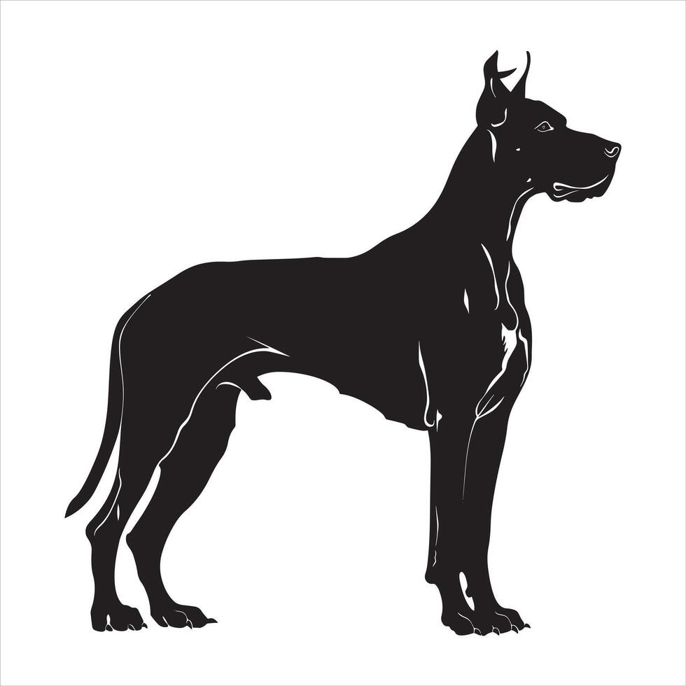 Flat illustration of Great Dane dog silhouette vector