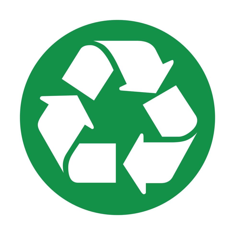 reen and White Recycle isolated round sticker, symbol, icon vector