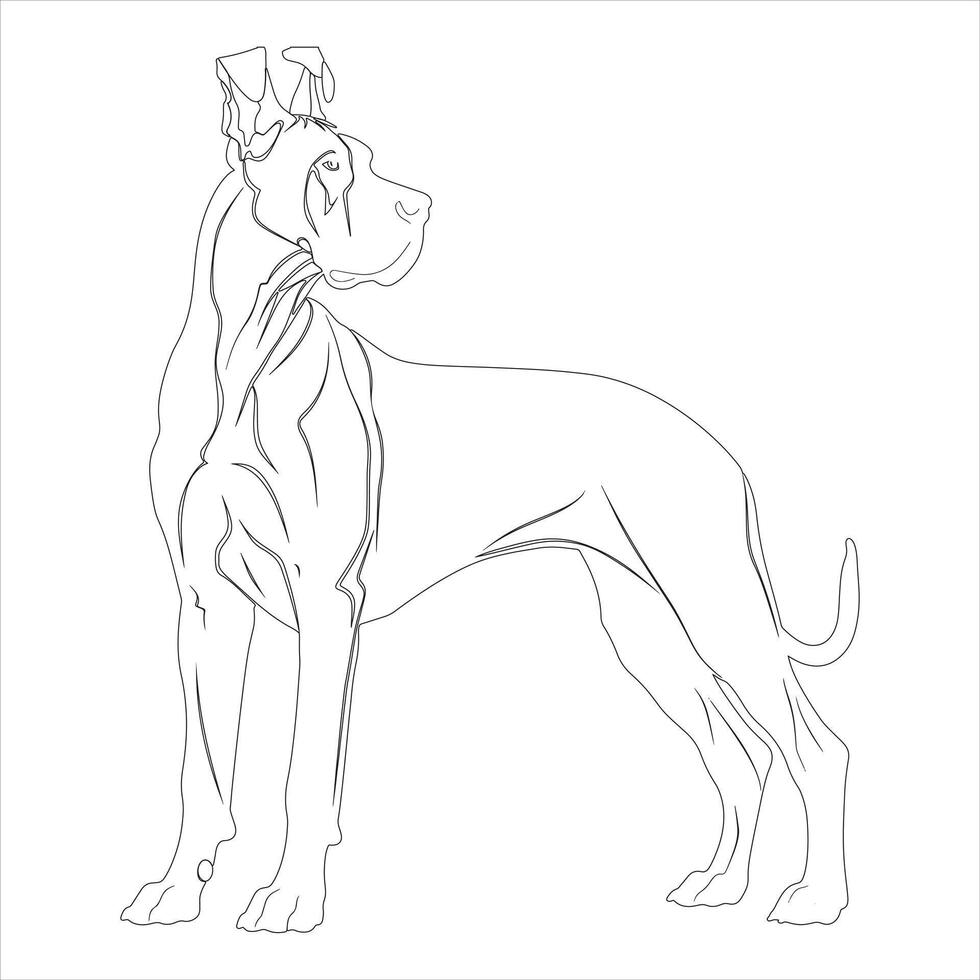 Hand drawn Great Dane dog outline illustration vector