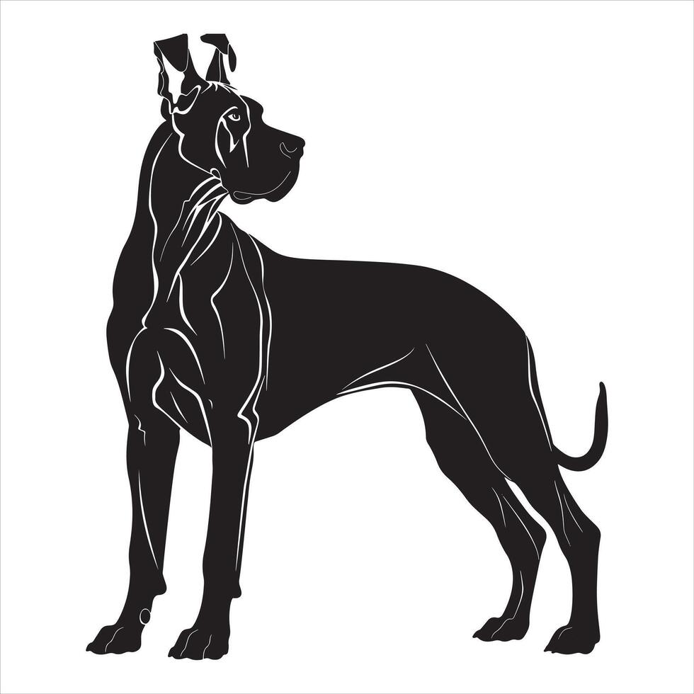 Flat illustration of Great Dane dog silhouette vector