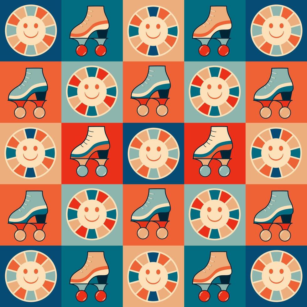 Vintage background, 90s, 2000s, y2k, 00s, retro style, illustration, smile, rollers vector