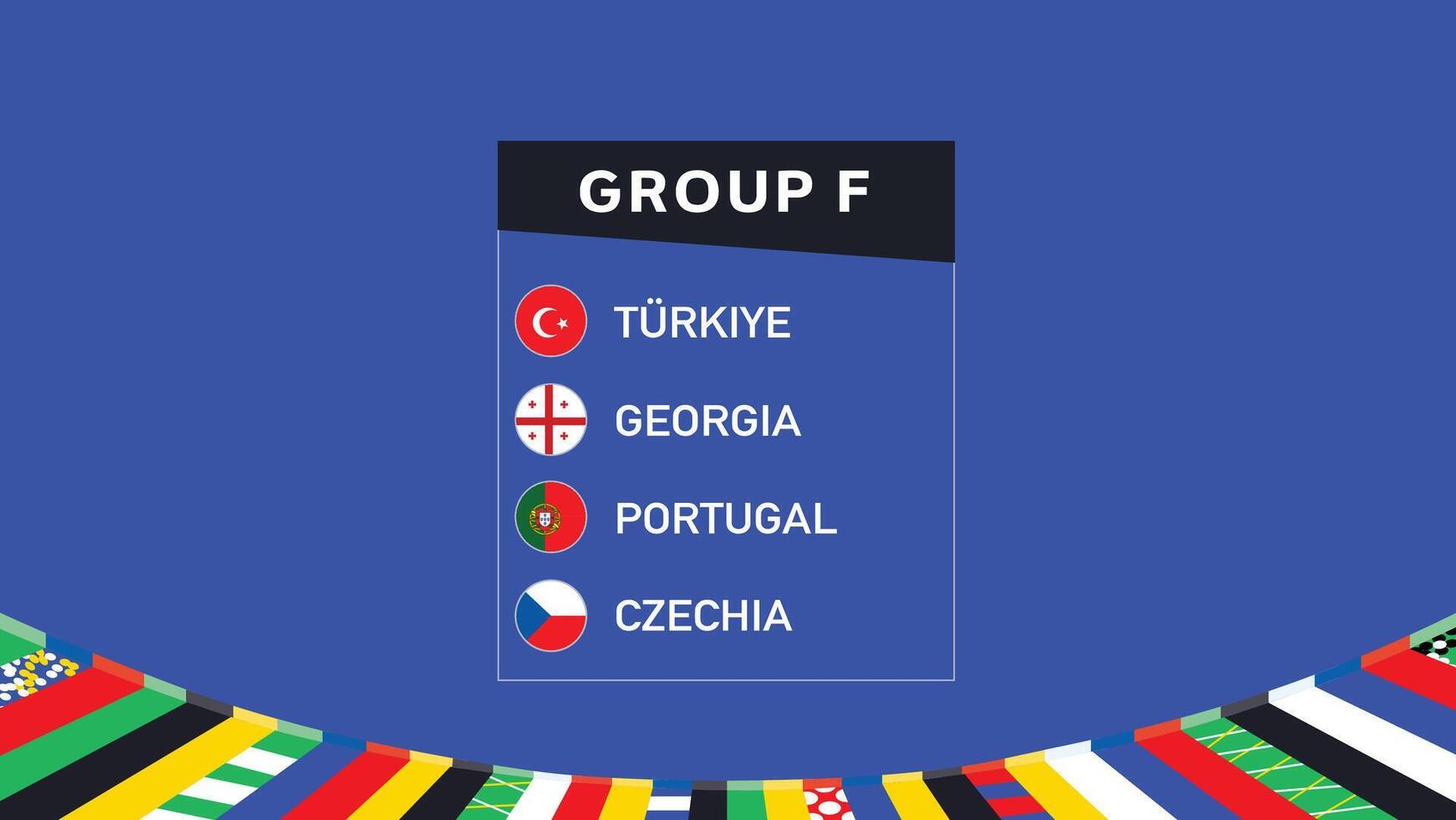 europeo naciones 2024 grupo F equipos emblema diseño resumen países europeo fútbol americano símbolo logo ilustración vector
