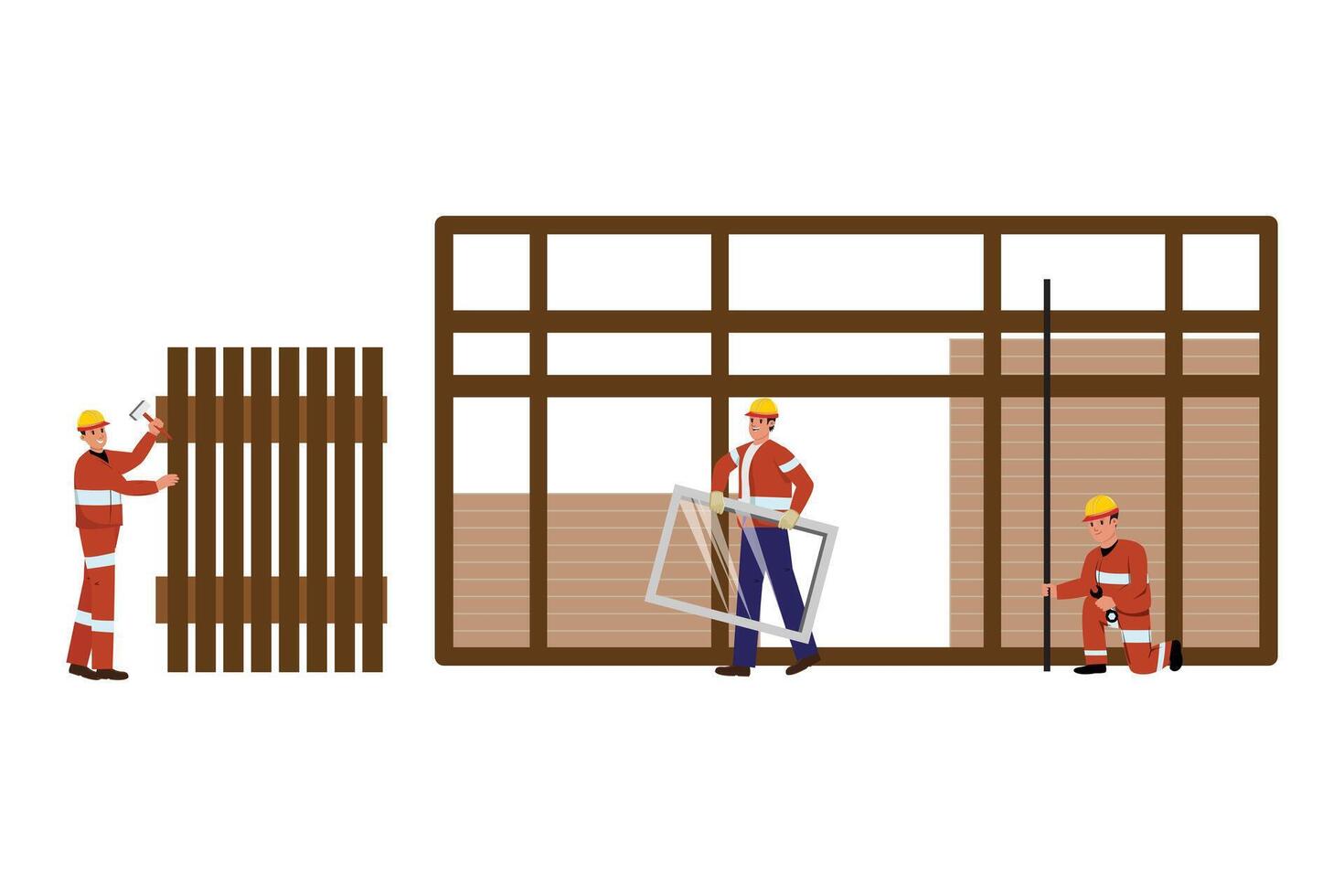 Carpenters Framing a Building vector