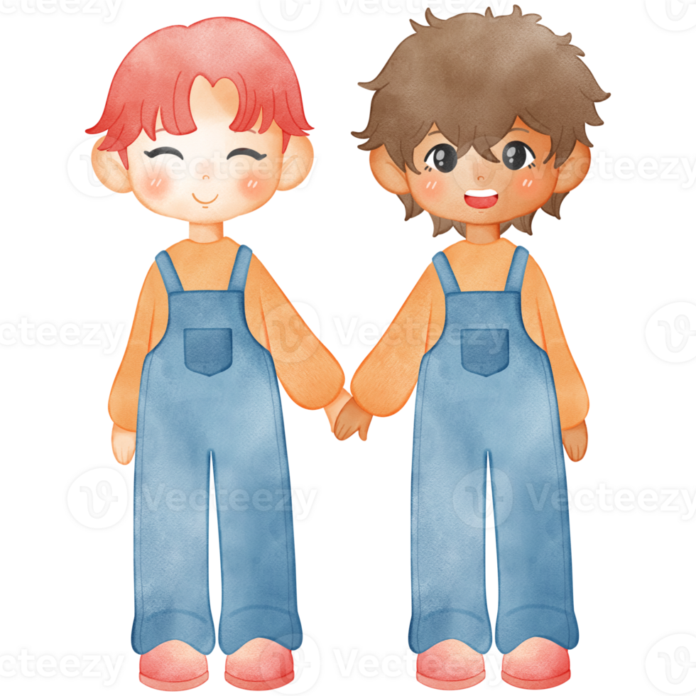 Illustration of a male couple, gay clip art for Pride Month png