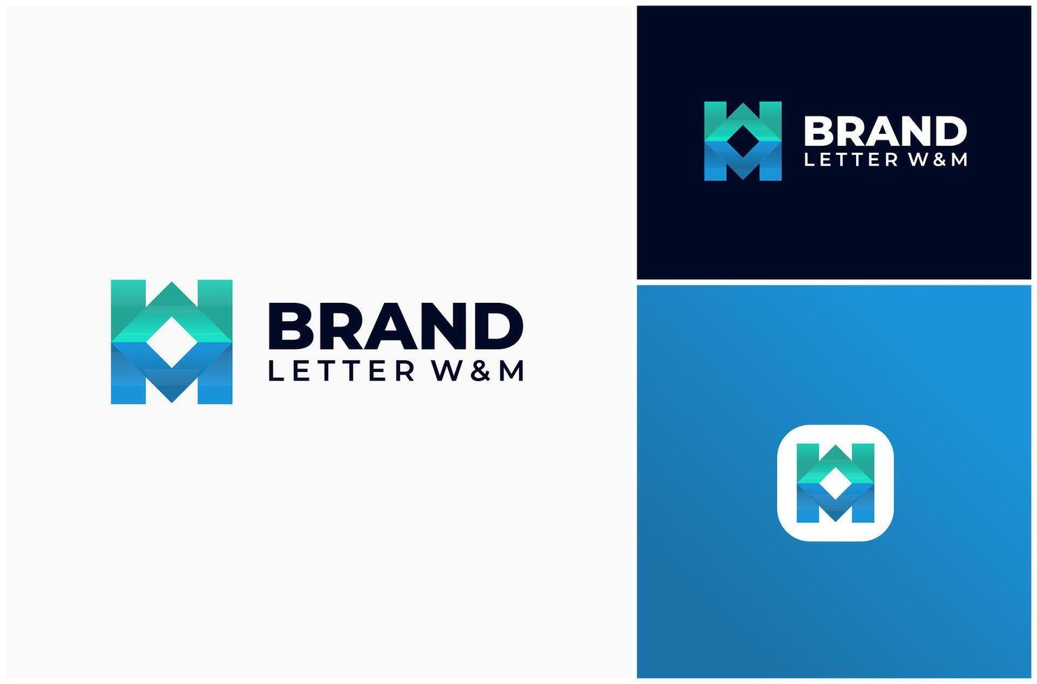 Letter WM MW Initials Monogram Colorful Gradient Color Modern Logo Design Illustration vector